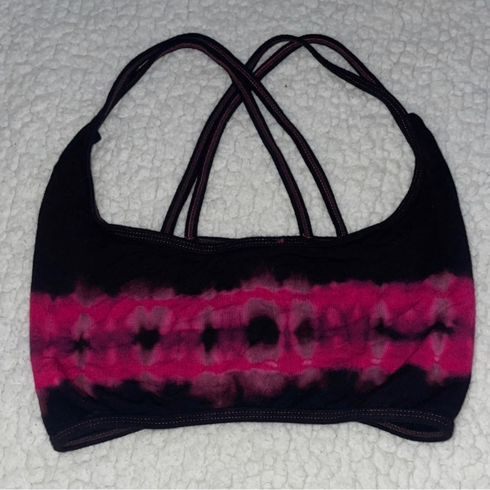 Pink and Black Strappy Camisole with Tie-Dye Effect